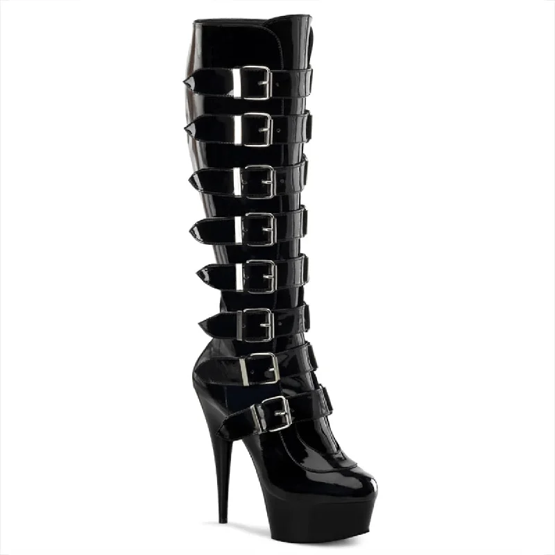 Waterproof ankle boots for women-DELIGHT-2049 Black Knee High Boots