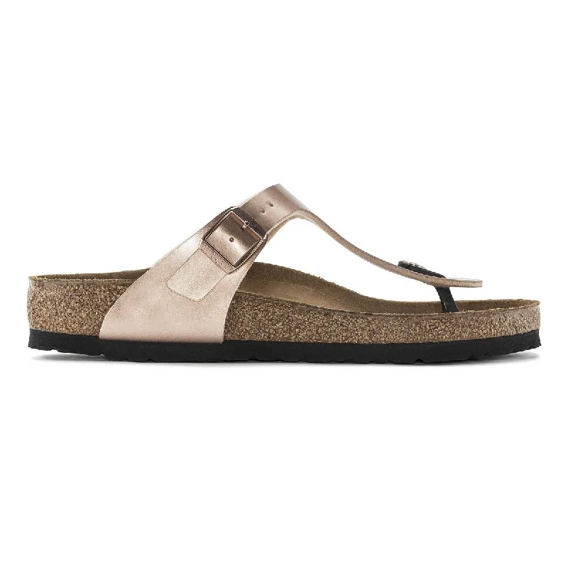 Elegant velvet heels for events-Birkenstock Women's Gizeh Metallic Copper Birko-Flor®