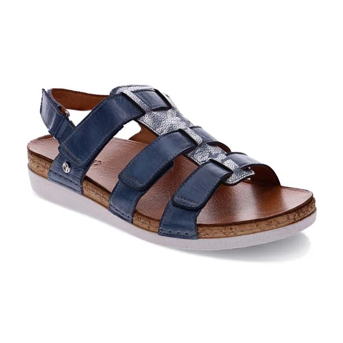 Boho sandals with tassels-Womens Revere Santorini in Denim