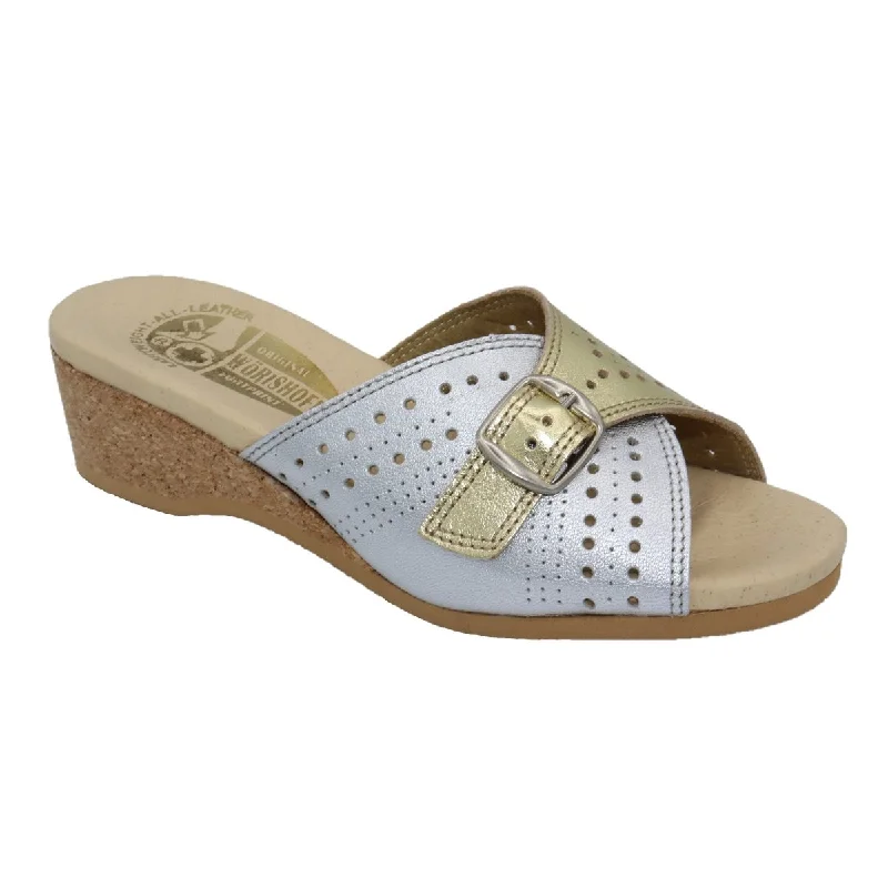 Luxury leather sandals for summer-Worishofer Women's 251 Silver Gold/Silver