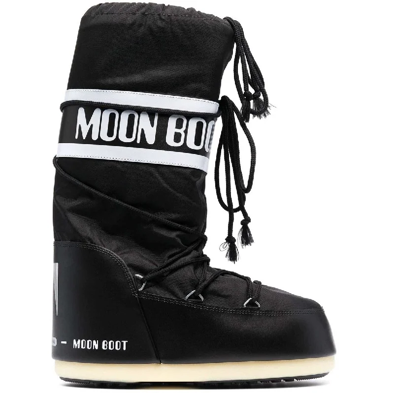 Soft suede boots for women-Moon Boot Women's Icon Original Black Nylon