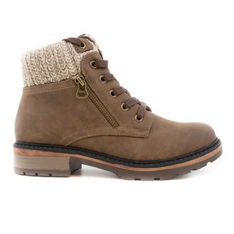 Designer combat boots for women-Toe Warmers Wanderlust Women's Amy Dark Tan Waterproof