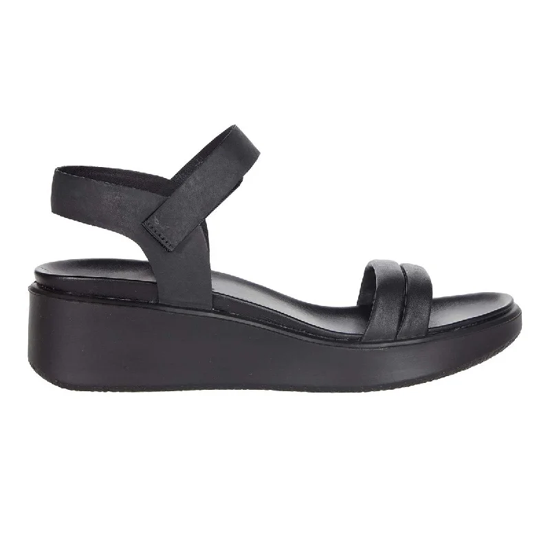 Chic open-toe heels for summer-Ecco Women's FlowT LX2 Band Sandal Wedge Black