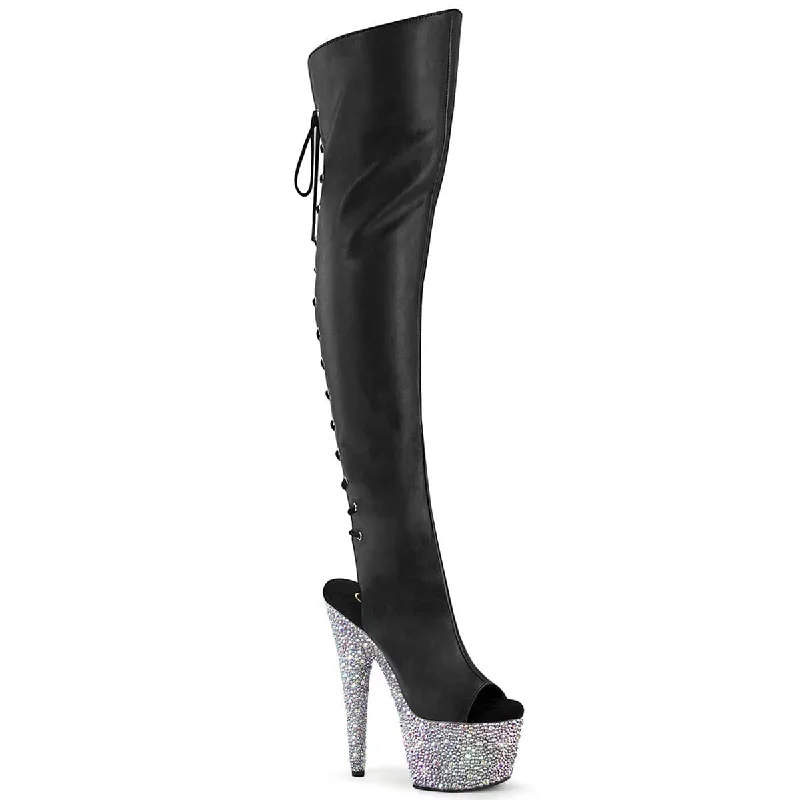 Trendy platform sneakers for women-BEJEWELED-3019MS-7 Glitter Thigh High Platform Boots