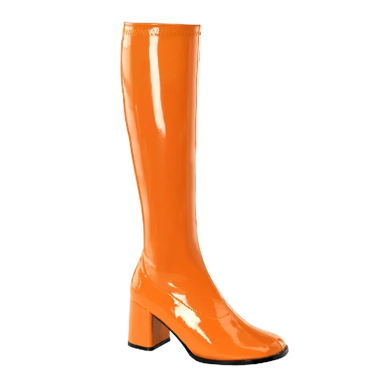 Trendy cowboy boots for women-GOGO-300 Orange Knee High Boots