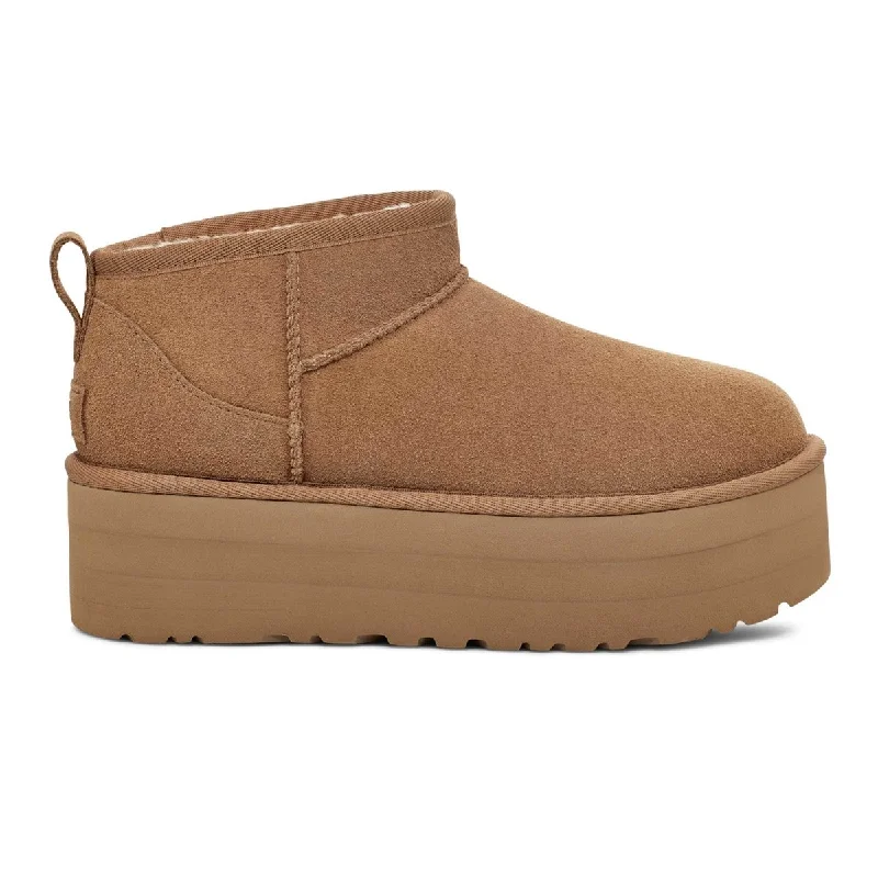 High-performance trail shoes for women-UGG Women's Classic Ultra Mini Platform Chestnut