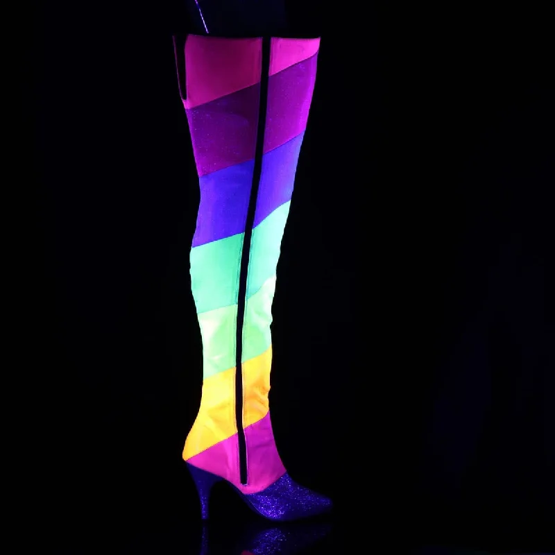 Waterproof sneakers for women-DREAM-3012RBG Multi Colour Thigh High Boots