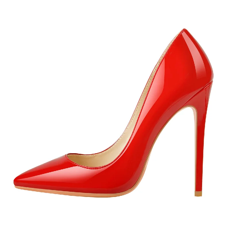 Vintage-inspired pumps for women-8cm 10cm 12cm Red Pointed Toe Slip On High Heel Pumps