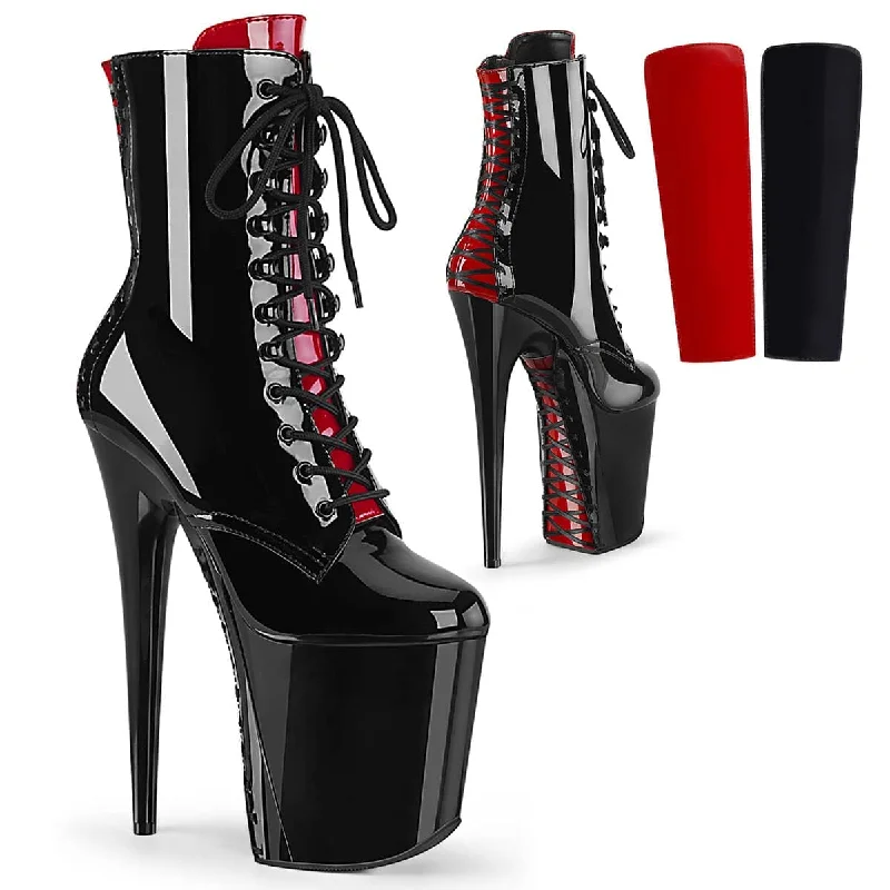 Trendy knee-high boots for winter-FLAMINGO-1020FH Black & Red Calf High Boots