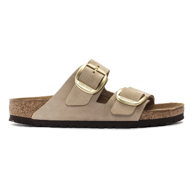 Chic open-toe heels for summer-Birkenstock Women's Arizona Big Buckle Sandcastle Nubuck