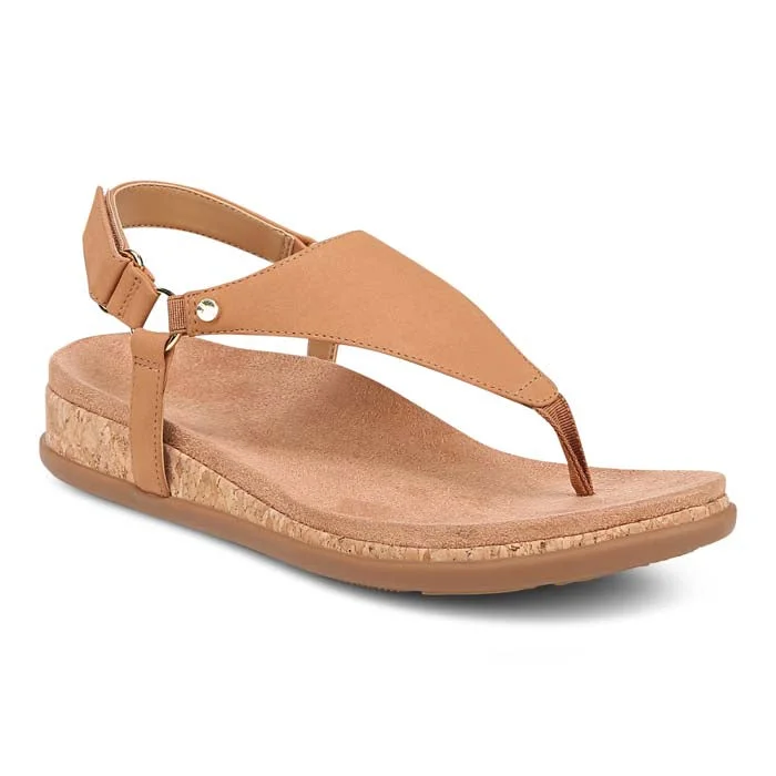 Affordable wedge sandals for women-Womens Vionic Kirra II in Camel