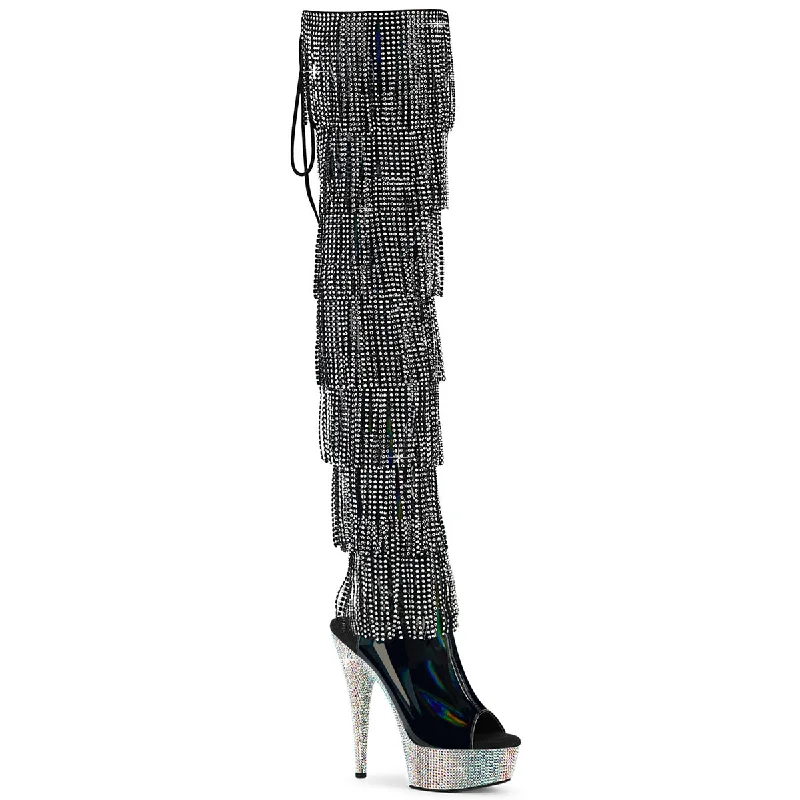 Affordable athletic shoes for women-BEJEWELED-3017HG-RSF Fringe Thigh High Platform Boots