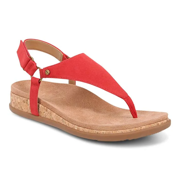 Soft leather flats for women-Womens Vionic Kirra II in Red