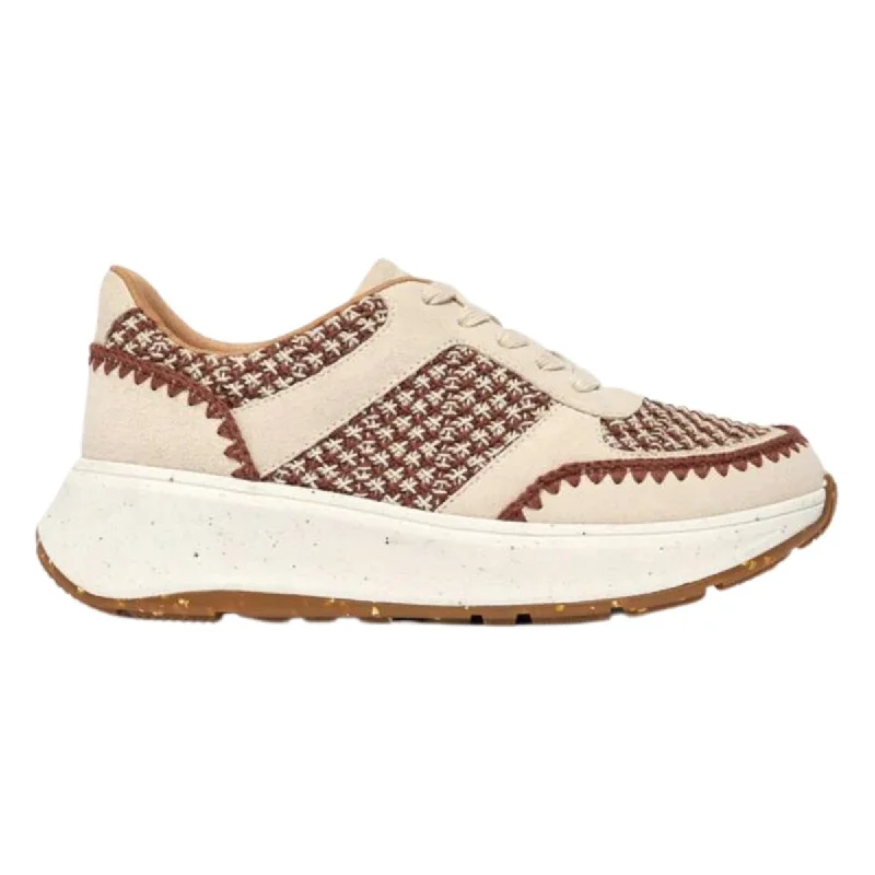 Elegant mary jane shoes for women-FitFlop Women's F-Mode e-1 Crochet/Suede Flatform Sneakers Brown