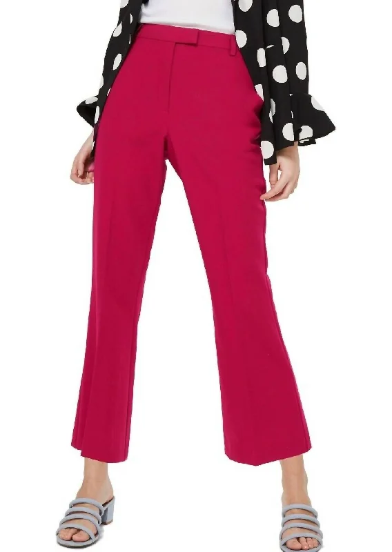 Luxury leather coats for women-Slim Kick Flare Cropped Trousers In Magenta