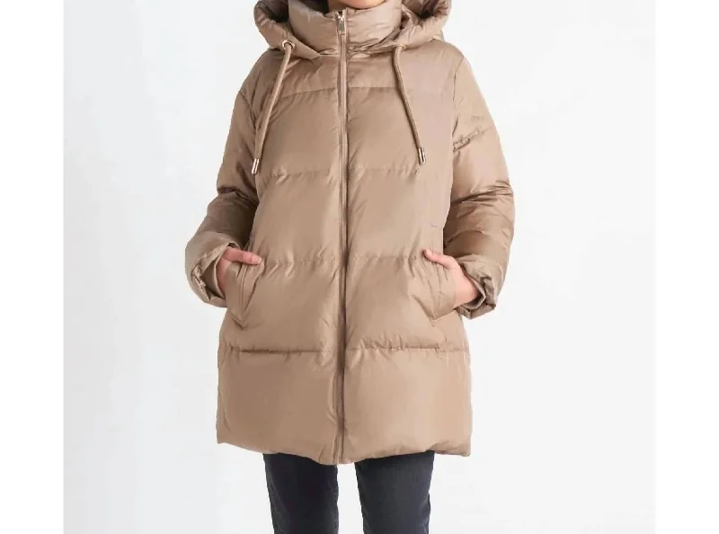 Affordable t-shirts for daily wear-Hooded Puffer in Prairie Beige