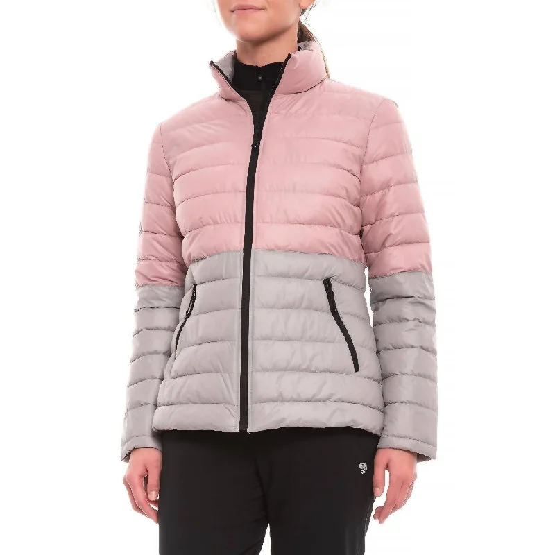 Luxury wool coats for women-Color Block Packable Coat in Pink