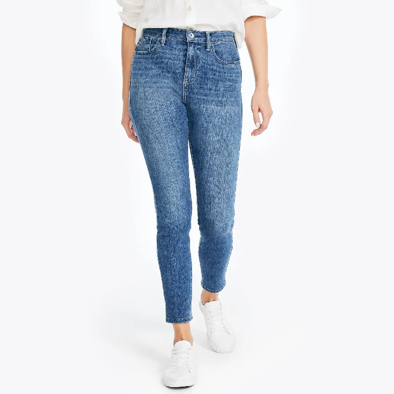 High-waisted trousers for work-Nautica Womens True Flex High-Rise Curvy Fit Skinny Denim