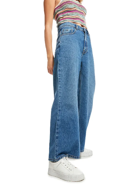 High-waisted jeans for casual wear-Surf On Cloud High Wide Leg Jeans - Medium Blue