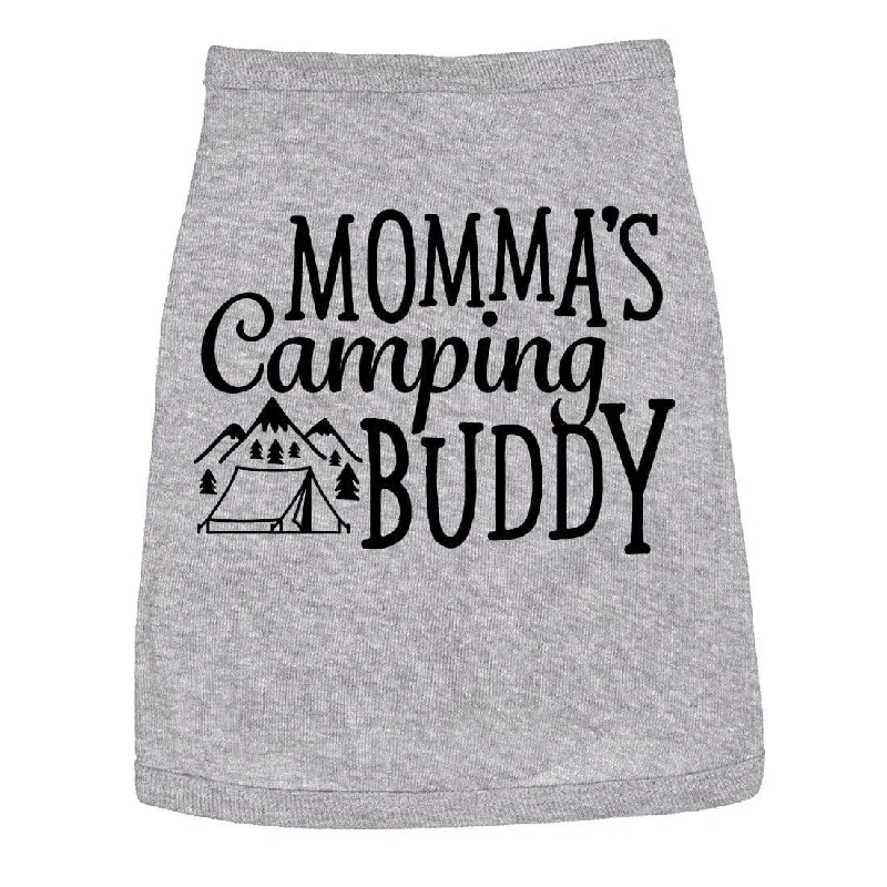 Trendy graphic tees for women-Momma's Camping Buddy Dog Shirt