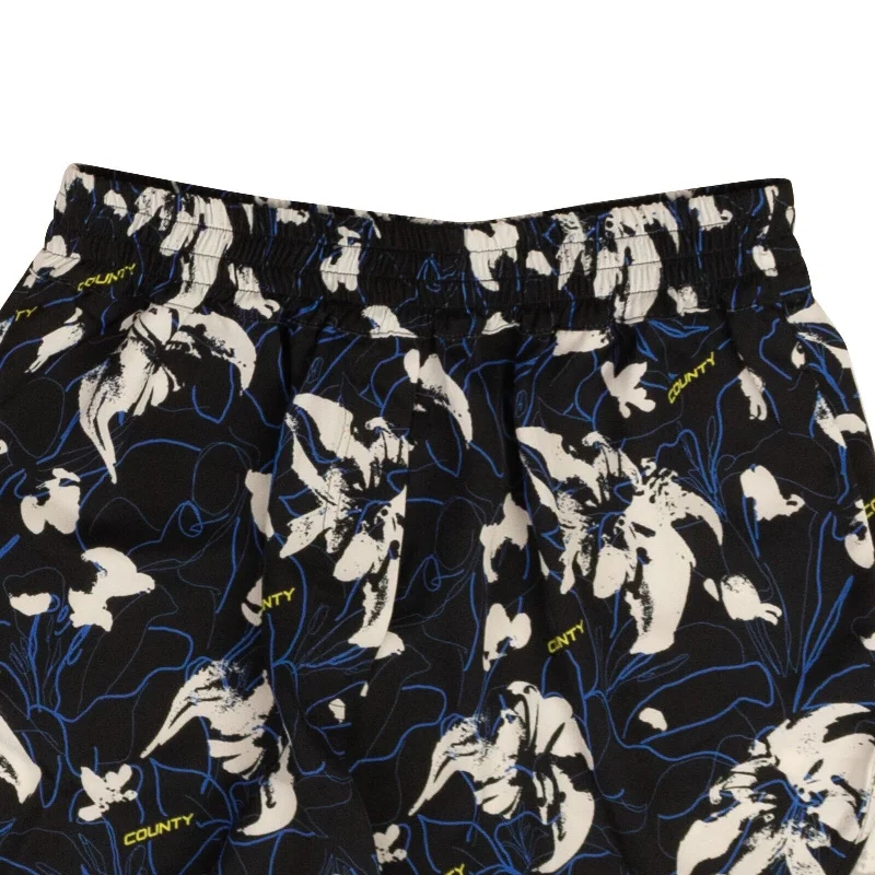 Casual overalls for women-Marcelo Burlon County Flowers Boxer Shorts - Black/Blue/White