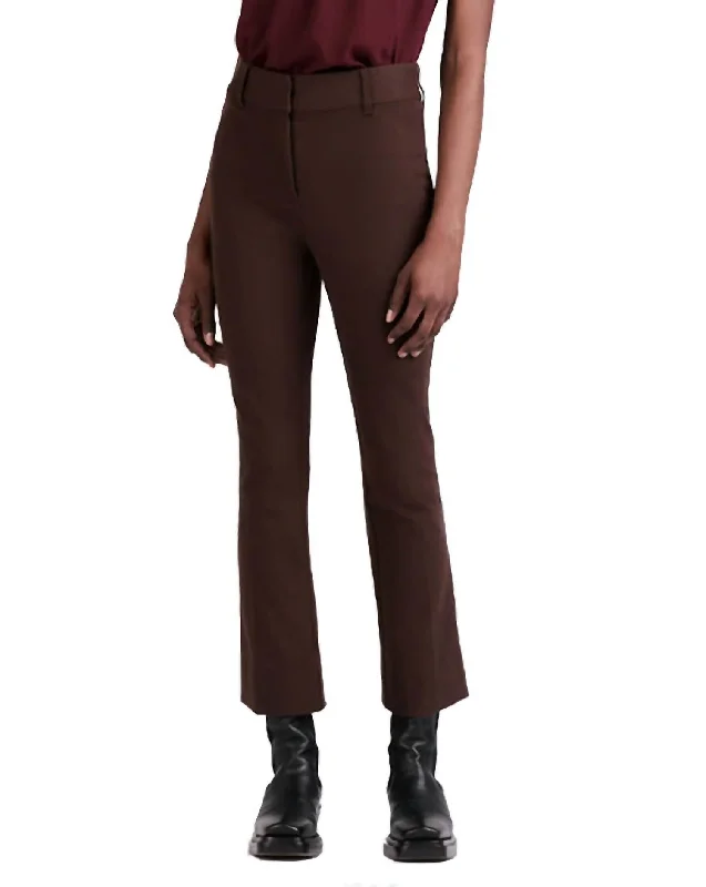 Luxury silk blouses for women-Cropped Flare Trouser In Chocolat