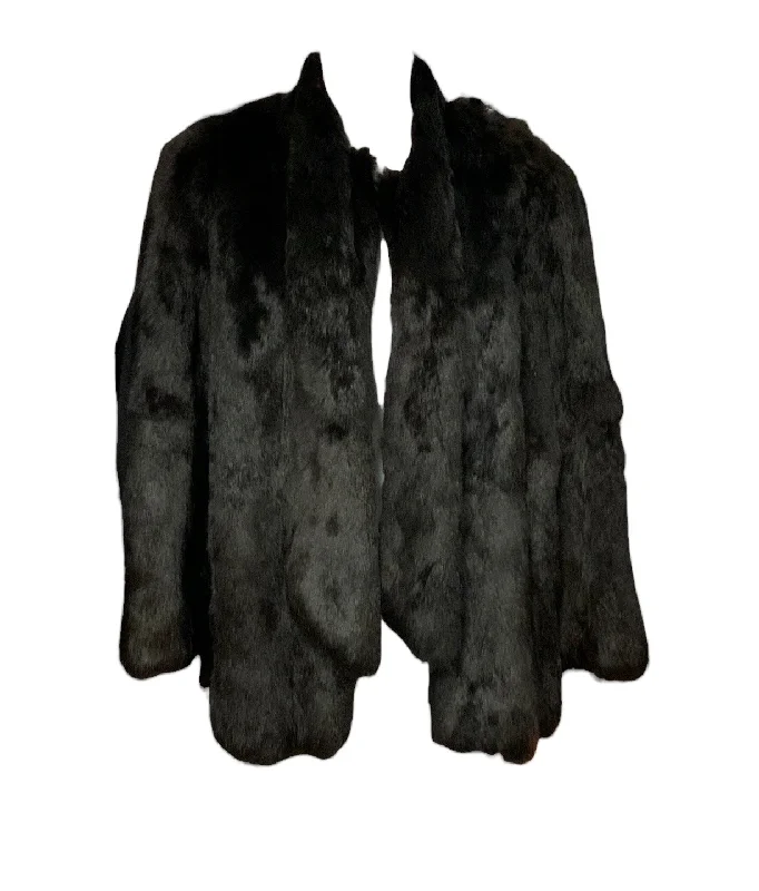 Soft cotton dresses for daily wear-Women’s Black Fur with Scarf