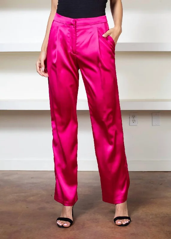 Vintage-inspired blouses for women-Flat Front Pant In Fuschia