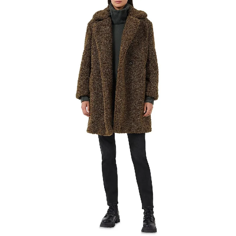 Stylish raincoats for rainy days-French Connection Womens Callie Iren Borg Mid-Length Oversize Faux Fur Coat