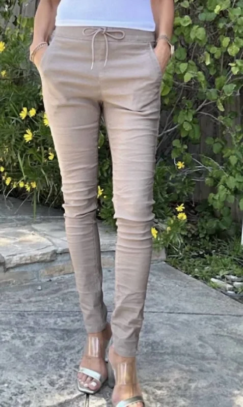 Trendy cargo pants for women-Shely Jogger In Beige Stripe