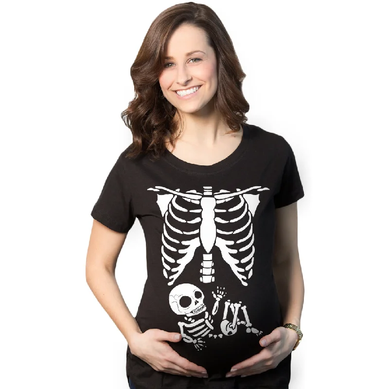 Lightweight raincoats for women-White Skeleton Rib Cage Maternity T Shirt