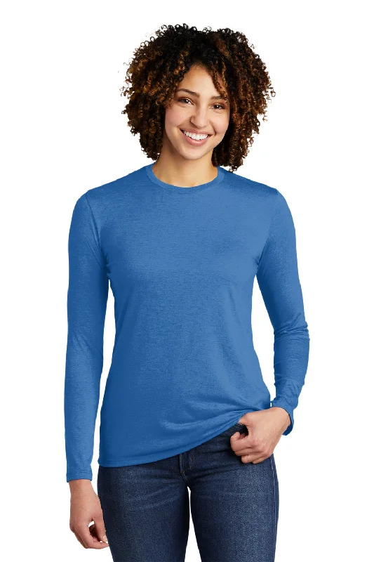 Comfortable hoodies for women-Allmade Womens Long Sleeve Crewneck T-Shirt - Azure Blue