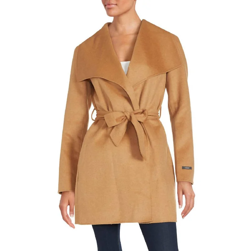 Affordable leggings for everyday use-Double Face Wool Belted Wrap Coat In Camel