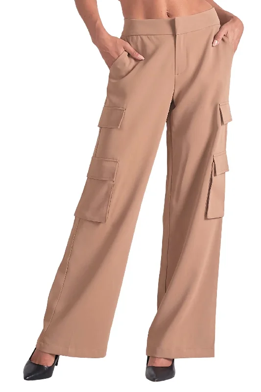 Designer tailored pants for women-Raja Pants In Tan