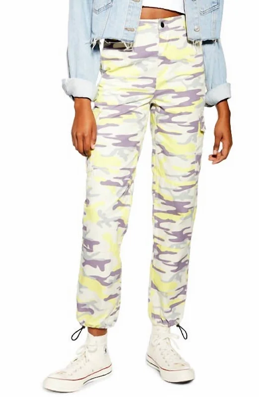 Designer satin dresses for women-Camo Print Utility Pants In Multicolor