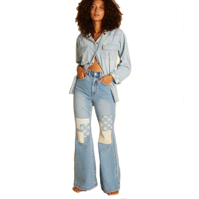 Designer cocktail dresses for events-Billabong x Wrangler True Blue Bell Bottom Jeans