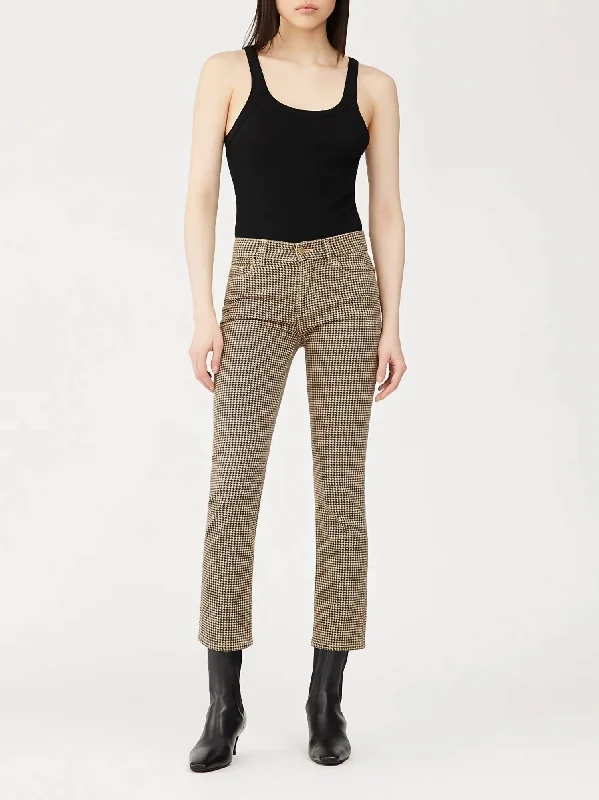 Soft cashmere sweaters for winter-Mara Mid-Rise Straight Ankle Pant In Houndstooth