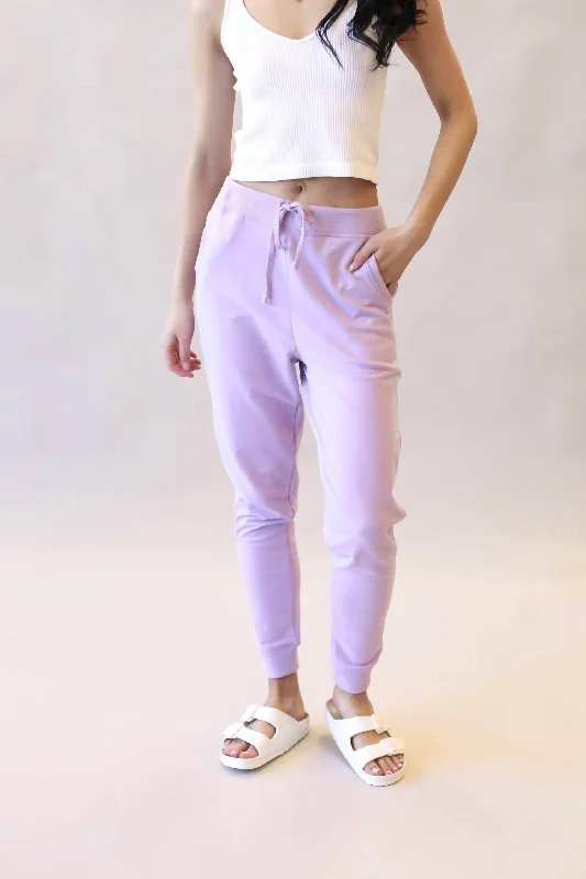 Designer blouses with lace details-Solid Sweat Jogger In Dusty Lavender