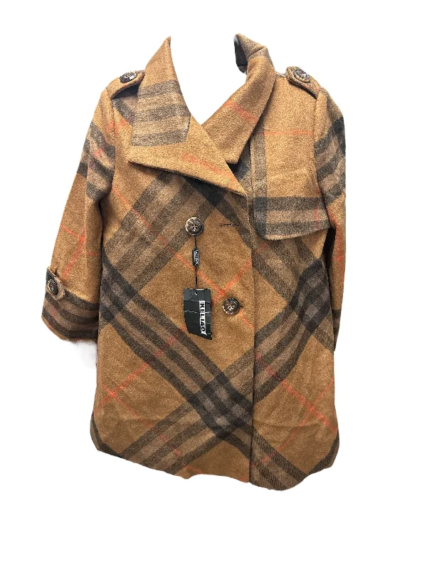 Affordable sweatshirts for women-NWT Keliao Women's Plaid Coat Brown L