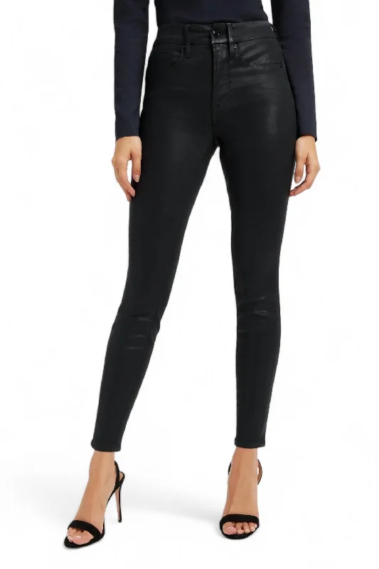 Elegant blouses for formal events-Good Legs Coated Skinny Jean In Black