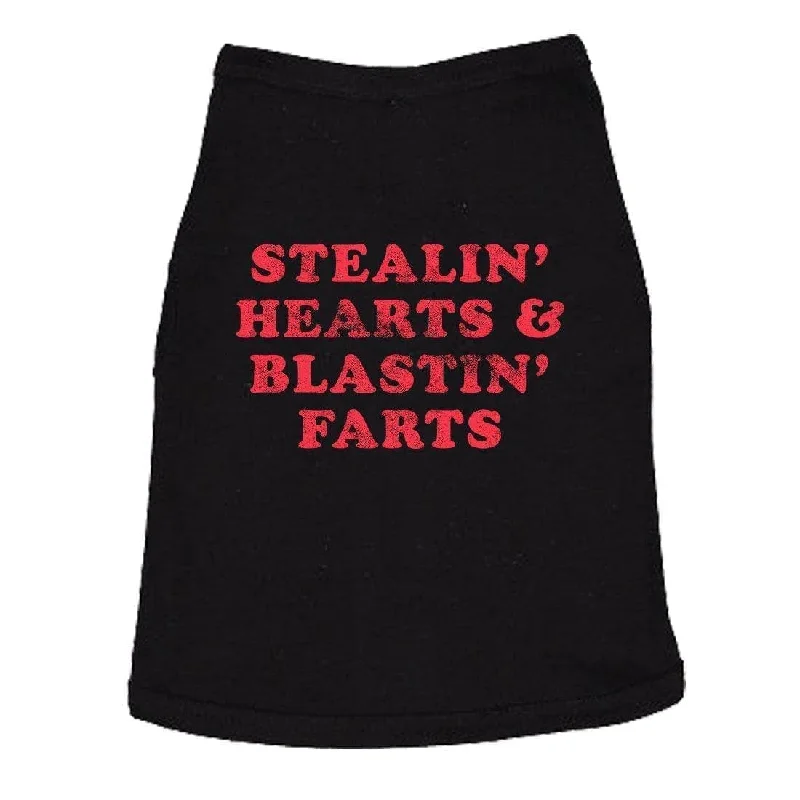 Casual crop tops for women-Stealin' Hearts And Blastin' Farts Dog Shirt