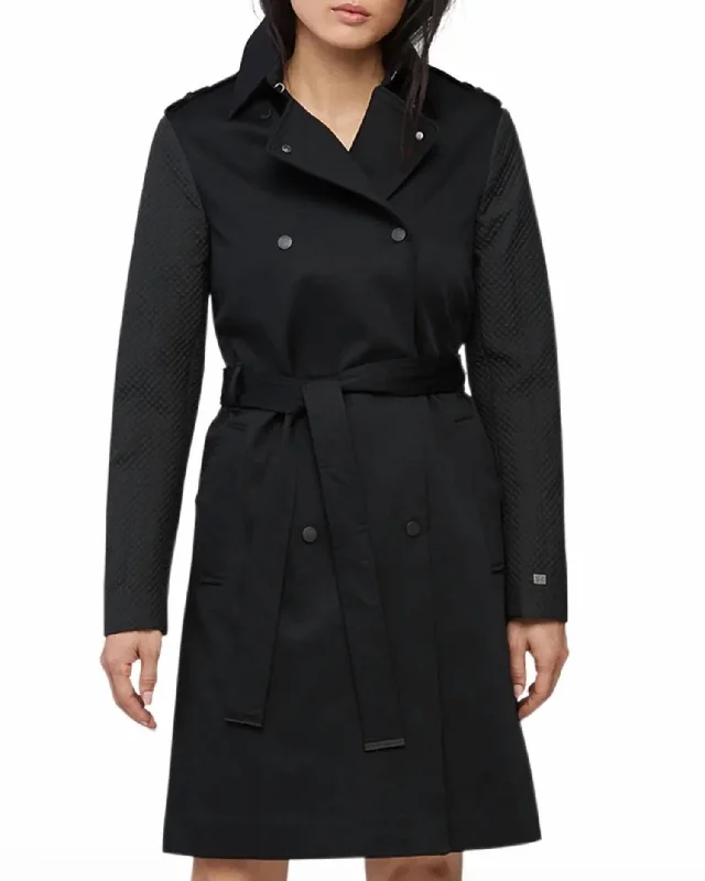 Stylish raincoats for rainy days-Kya Trench Coat In Black