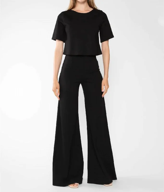 Luxury evening gowns for women-Wide Leg Pants In Black