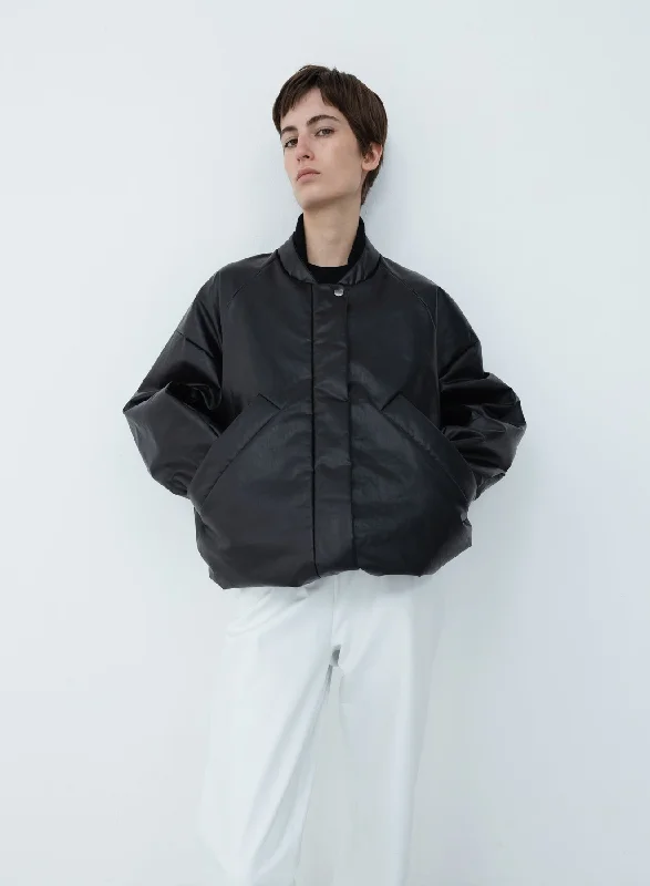 Stylish raincoats for rainy days-Oversized padded bomber oil | black