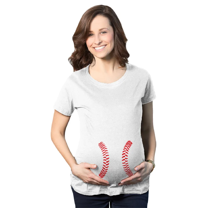 Luxury wool coats for women-Baseball Laces Maternity T Shirt