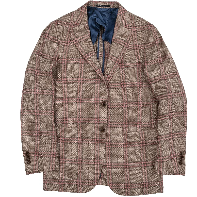 Soft cotton dresses for daily wear-Brown/Red Plaid Sport Coat