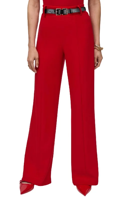 Designer cocktail dresses for events-Wide Leg Belted Trousers In Red