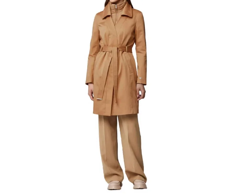 Luxury evening gowns for women-Kelly Trench Coat In Biscuit