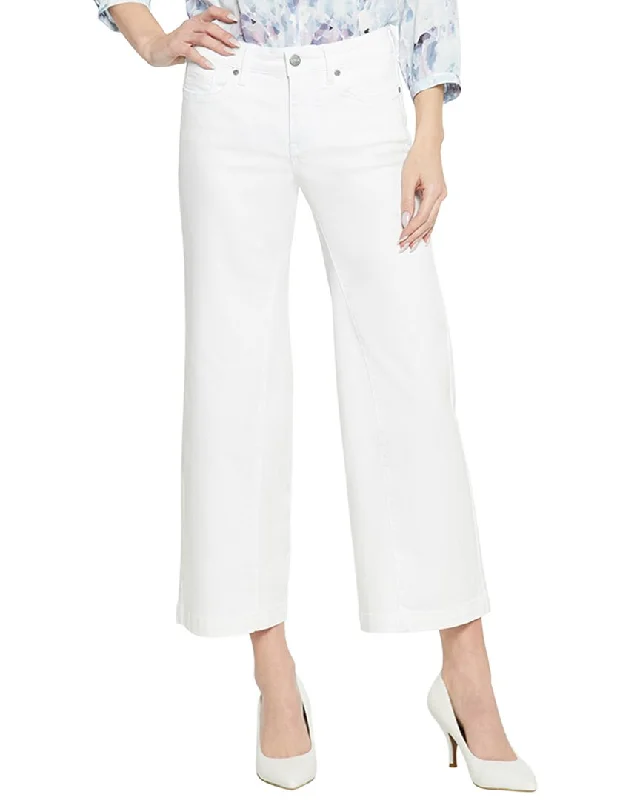 Lightweight cardigans for layering-NYDJ Teresa Optic White Wide leg Jean