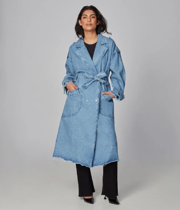 Luxury cashmere cardigans for women-AVERY-PB  Denim Trench Coat